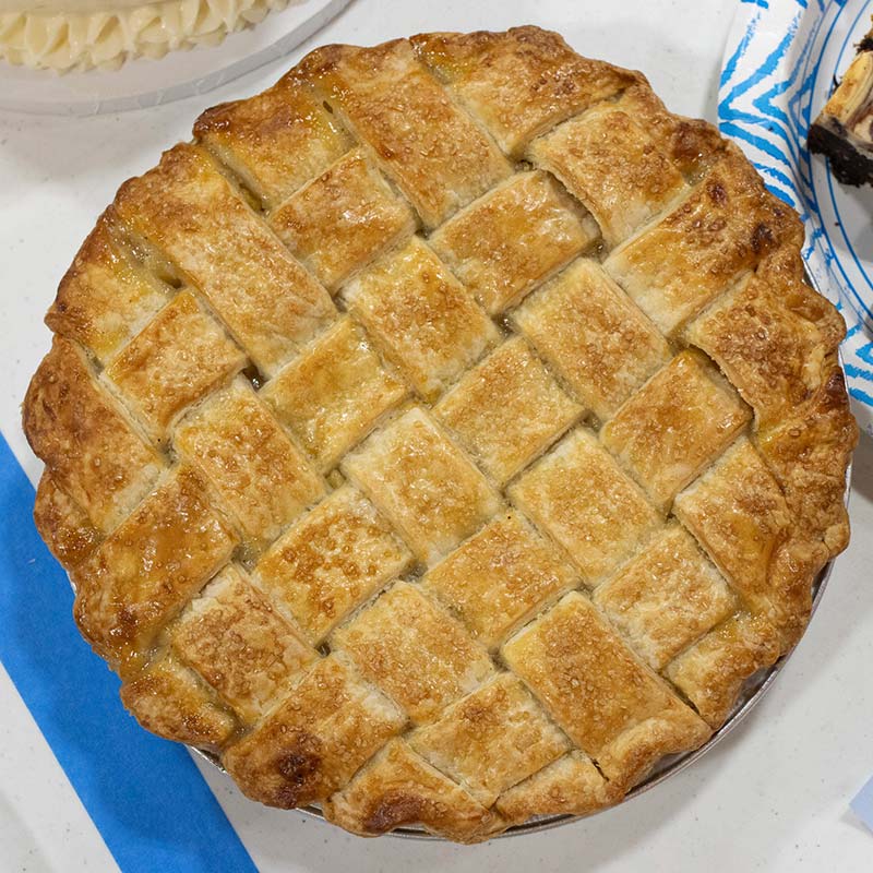 a pie with a lattice crust on top
